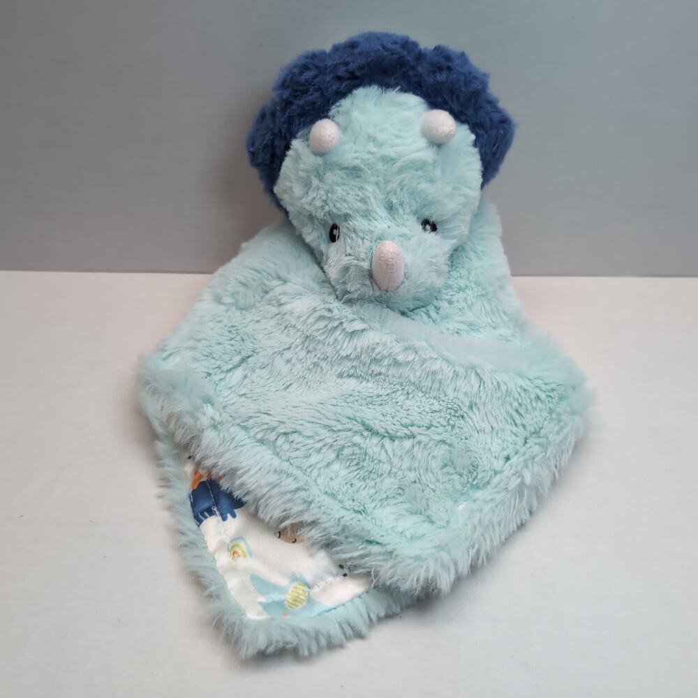 Parents Choice Blue Dino Triceratop Lovey Security Blanket Dinosaur Baby Plush